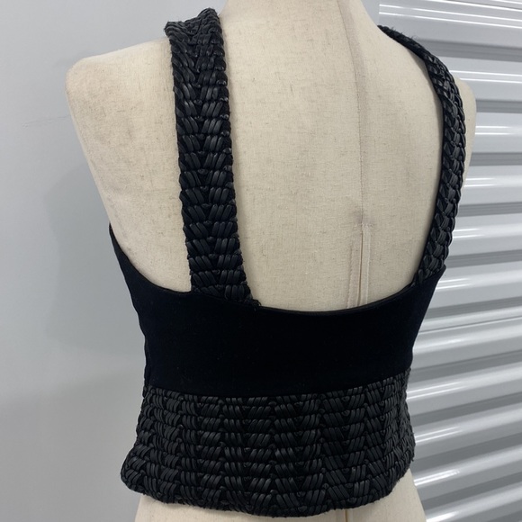Bebe Halter Crop Top with Vegan Leather trim - Medium - Picture 6 of 15